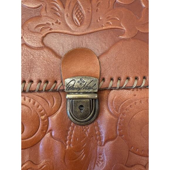 Patricia Nash Brown Tooled Italian Leather Crossbody Bag Western Style Clasp - Picture 3 of 16